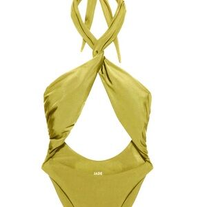 Jade swim Helix one piece bathing suit. Color Mantis sheen size small